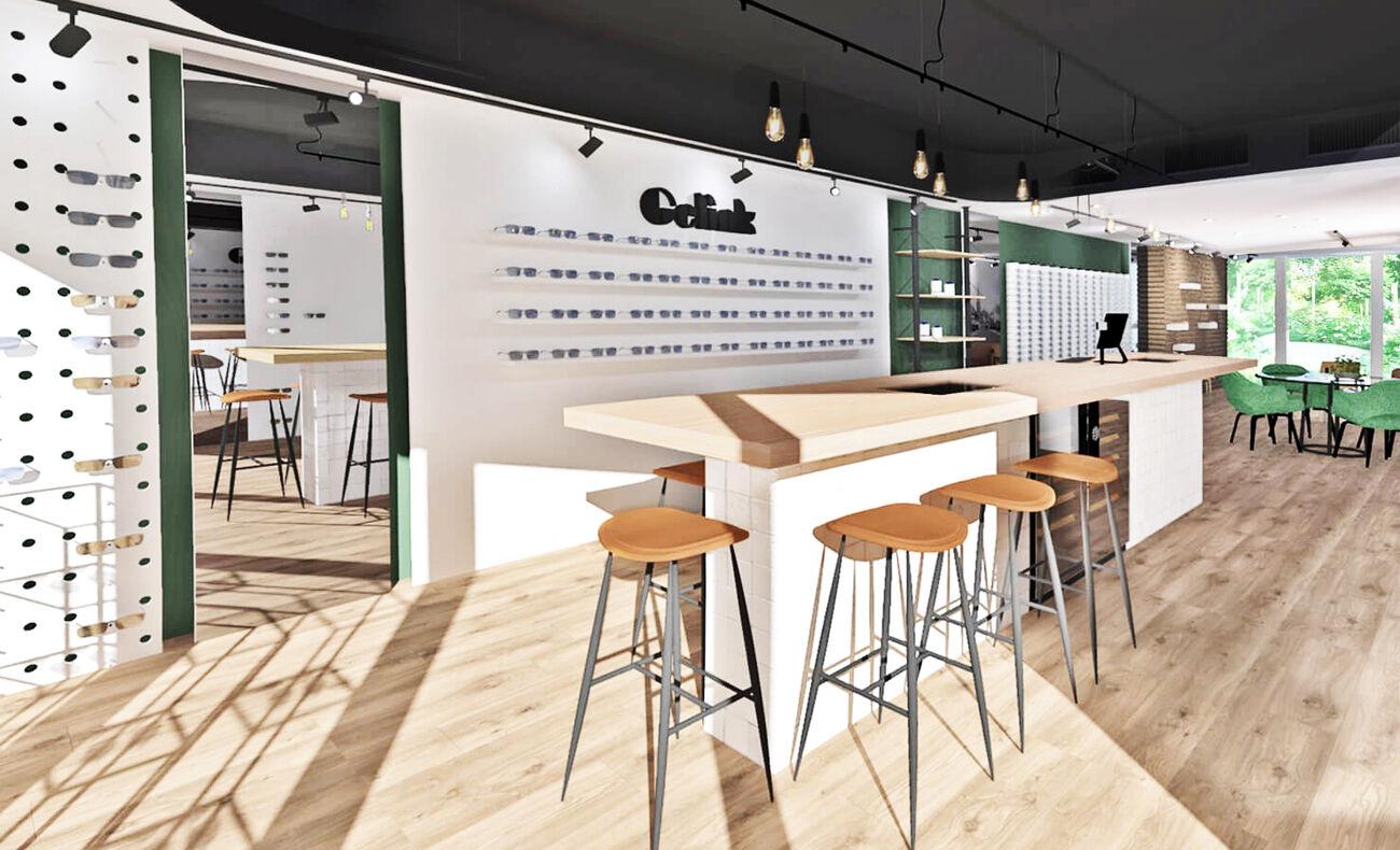 Zakelijk interieurontwerp optiek gelink in Hengelo - Voor en na 1